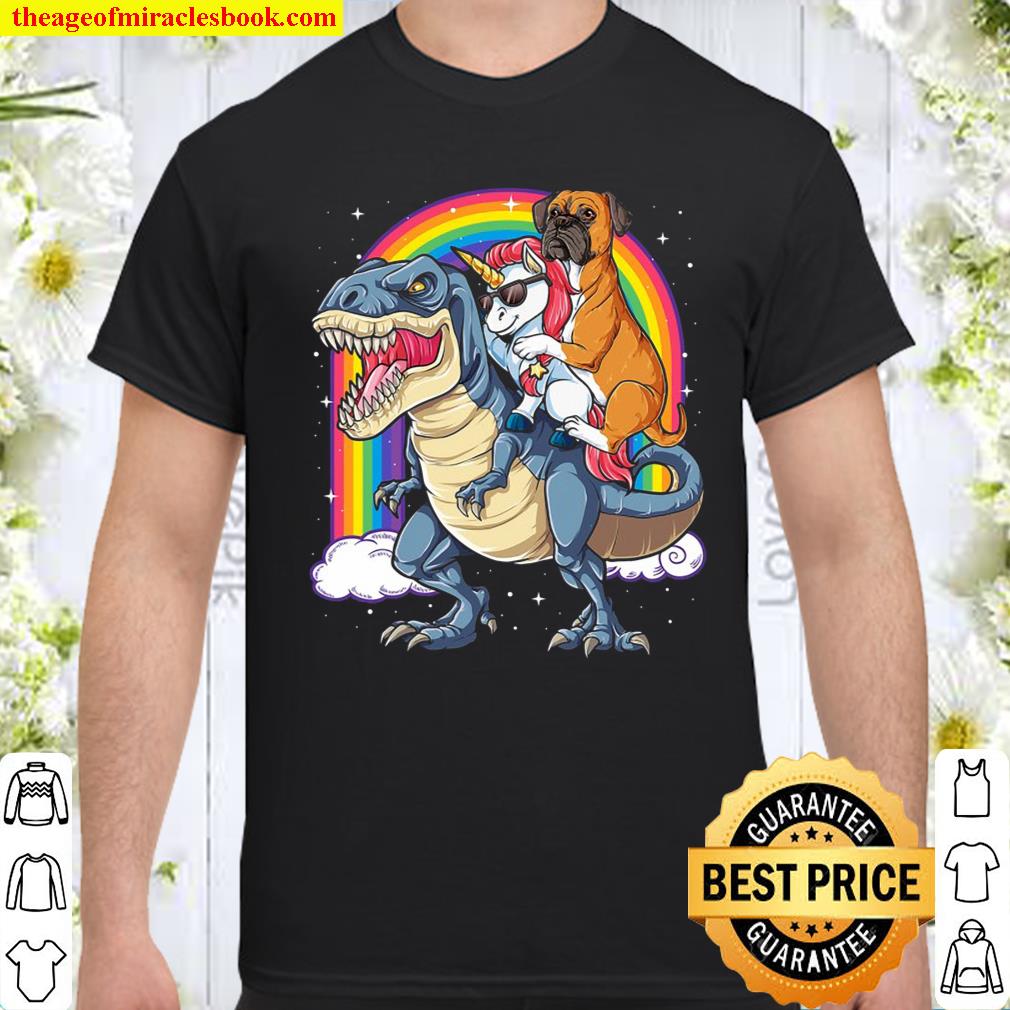 Boxer Unicorn Riding Dinosaur T Rex Girls Kids Boys Rainbow Shirt, hoodie, tank top, sweater