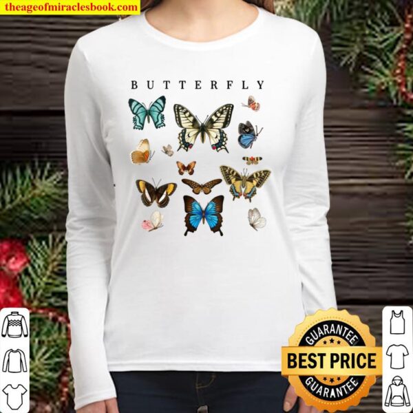 Butterfly Butterflies Botanical Boho Monarch Summer Insect Women Long Sleeved