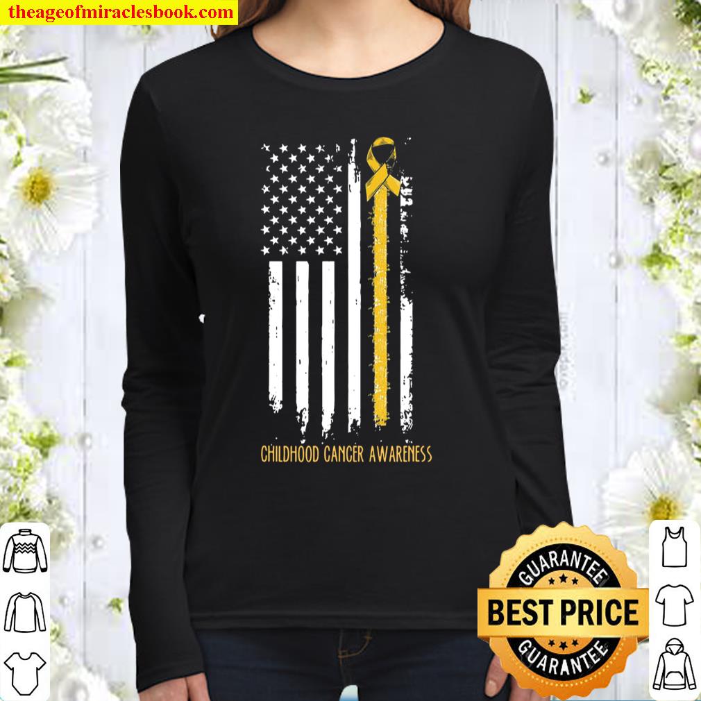 Childhood Cancer Awareness Ribbon In A Flag Women Long Sleeved