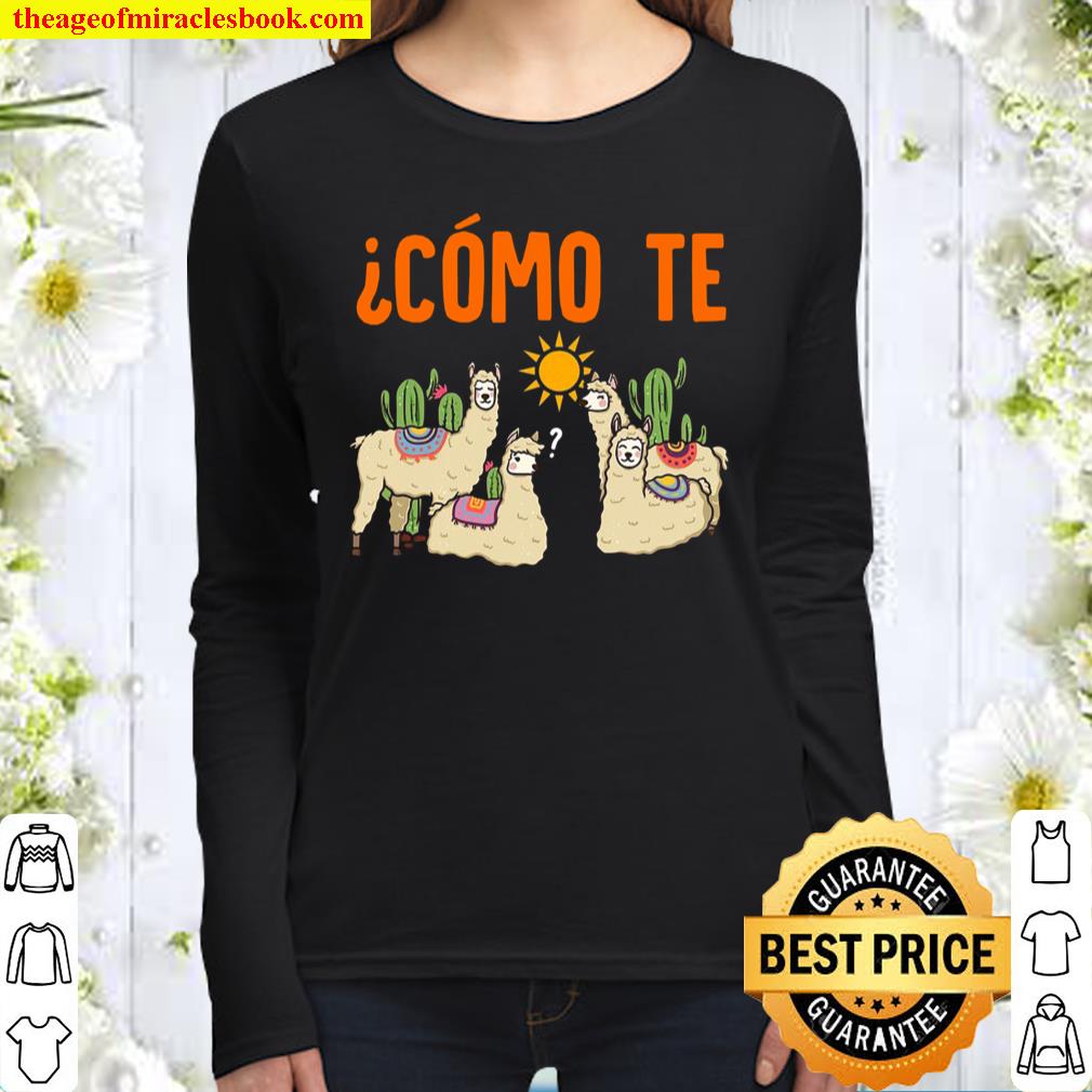Como Te Llamas Spanish Teacher Llama Gift Women Long Sleeved