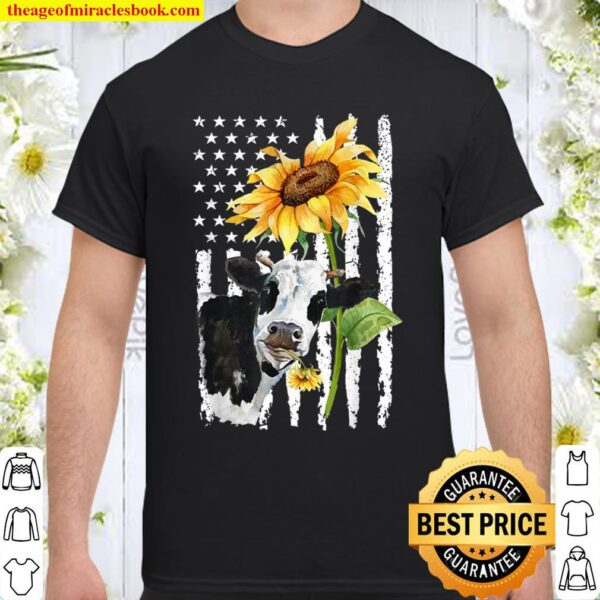 Cow Usa Flag Sunflower Cow Shirt