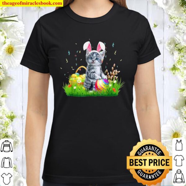 Cute Cat Easter Day Bunny Eggs Costume Classic Women T-Shirt