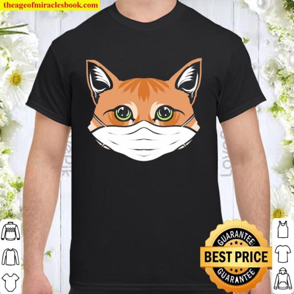 Cute Cat Lover Kitty With Face Mask Gift Social Distancing Shirt