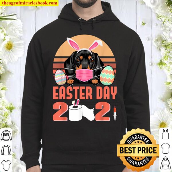 Dachshund Dog Face Mask Rabbit Bunny Egg Easter Day 2021 Hoodie