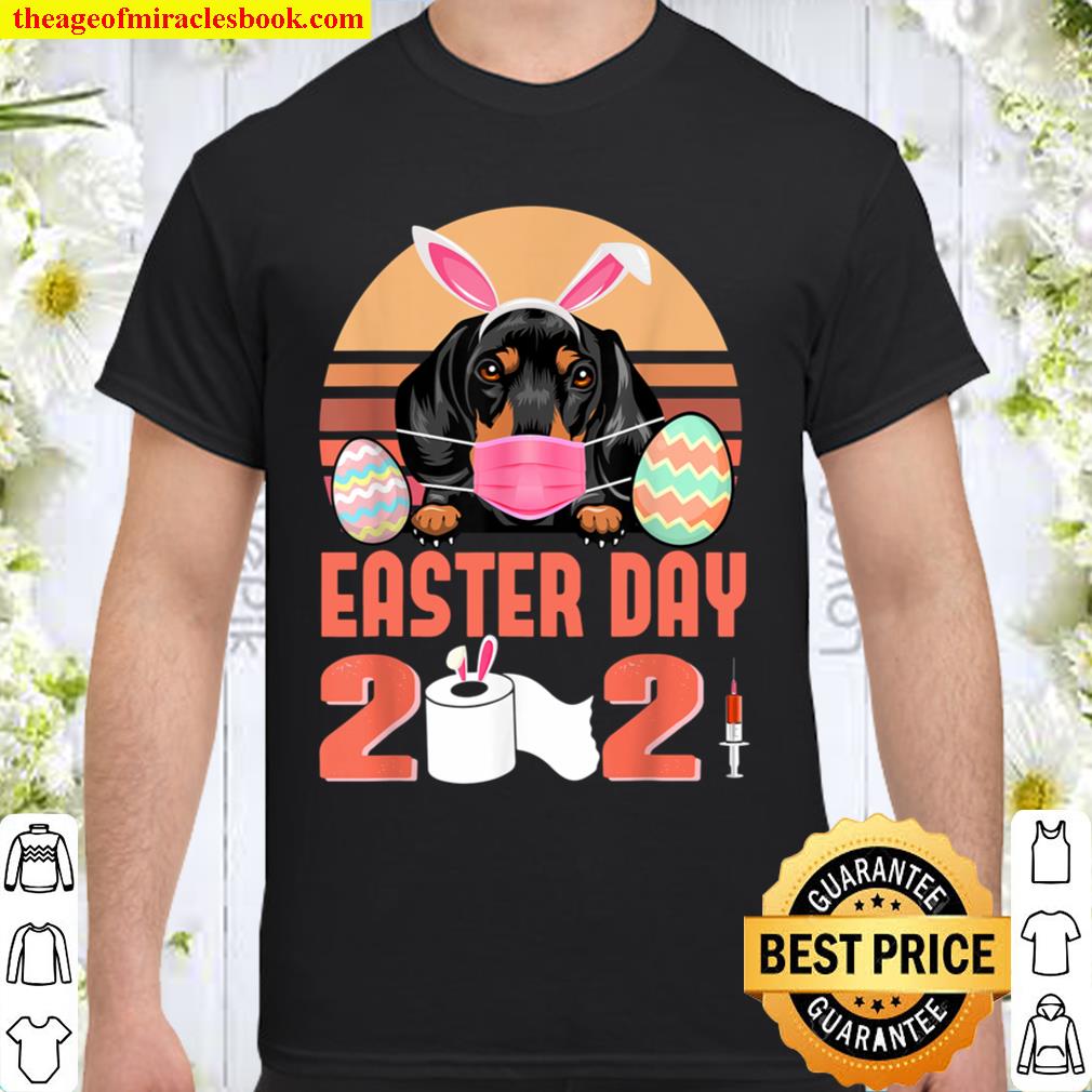 Dachshund Dog Face Mask Rabbit Bunny Egg Easter Day 2021 Shirt, Hoodie, Long Sleeved, SweatShirt