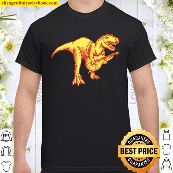 Dinosaur and Electric Guitar Tyrannosaurus Music Retro Shirt
