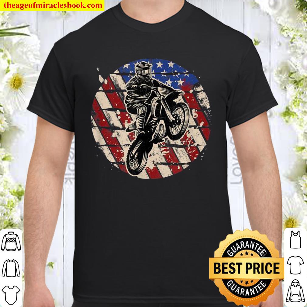 Dirt Bike Shirt, Motocross USA American Flag Dirtbike limited Shirt, Hoodie, Long Sleeved, SweatShirt