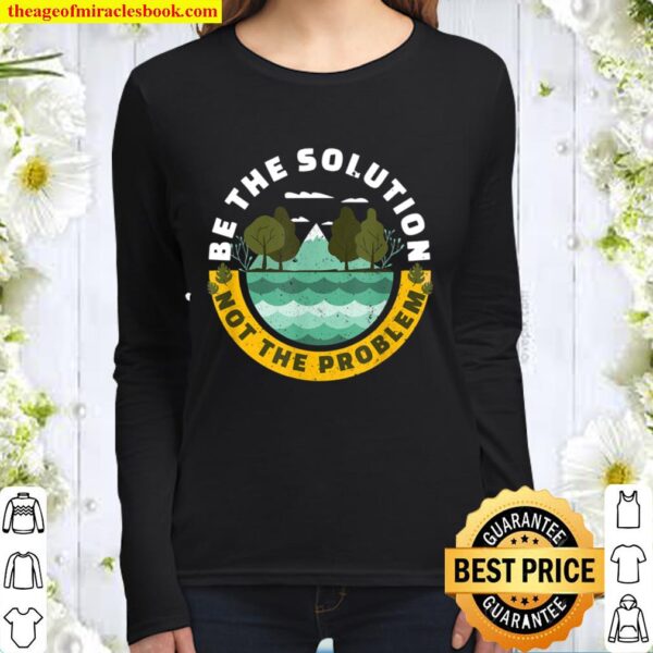 Earth Day Be The Solution Cute Vintage Recycling Women Long Sleeved