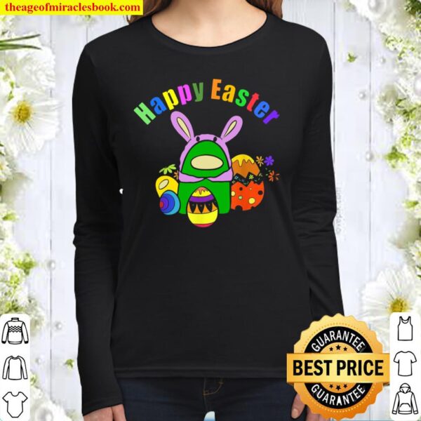 Easter Bunny with Egg Easter Cute Summer Women Long Sleeved
