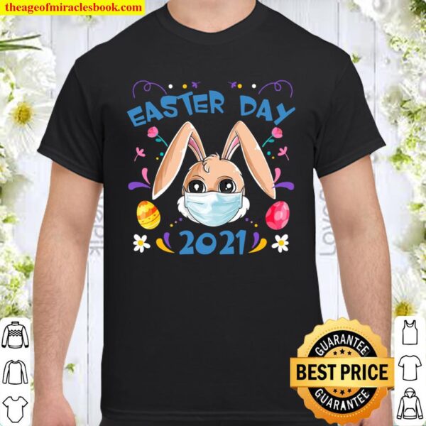 Easter Day 2021 Bunny Rabbit Face Wearing Mask Gift Womens Shirt