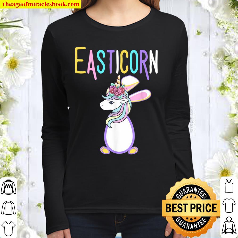 Easticorn Unicorn Easter Egg Bunny Rabbit Girls Women Long Sleeved