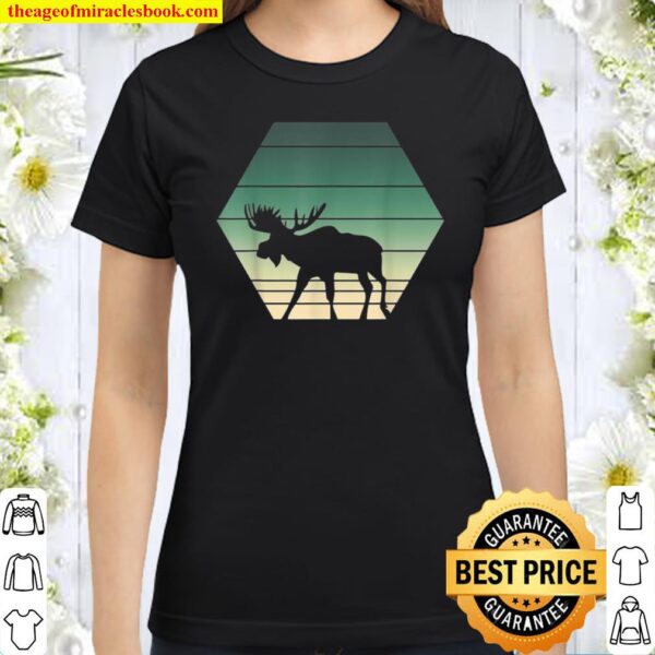 Elk Antlers Wildlife Animal Forest Animal Canada Retro Moose Classic Women T-Shirt