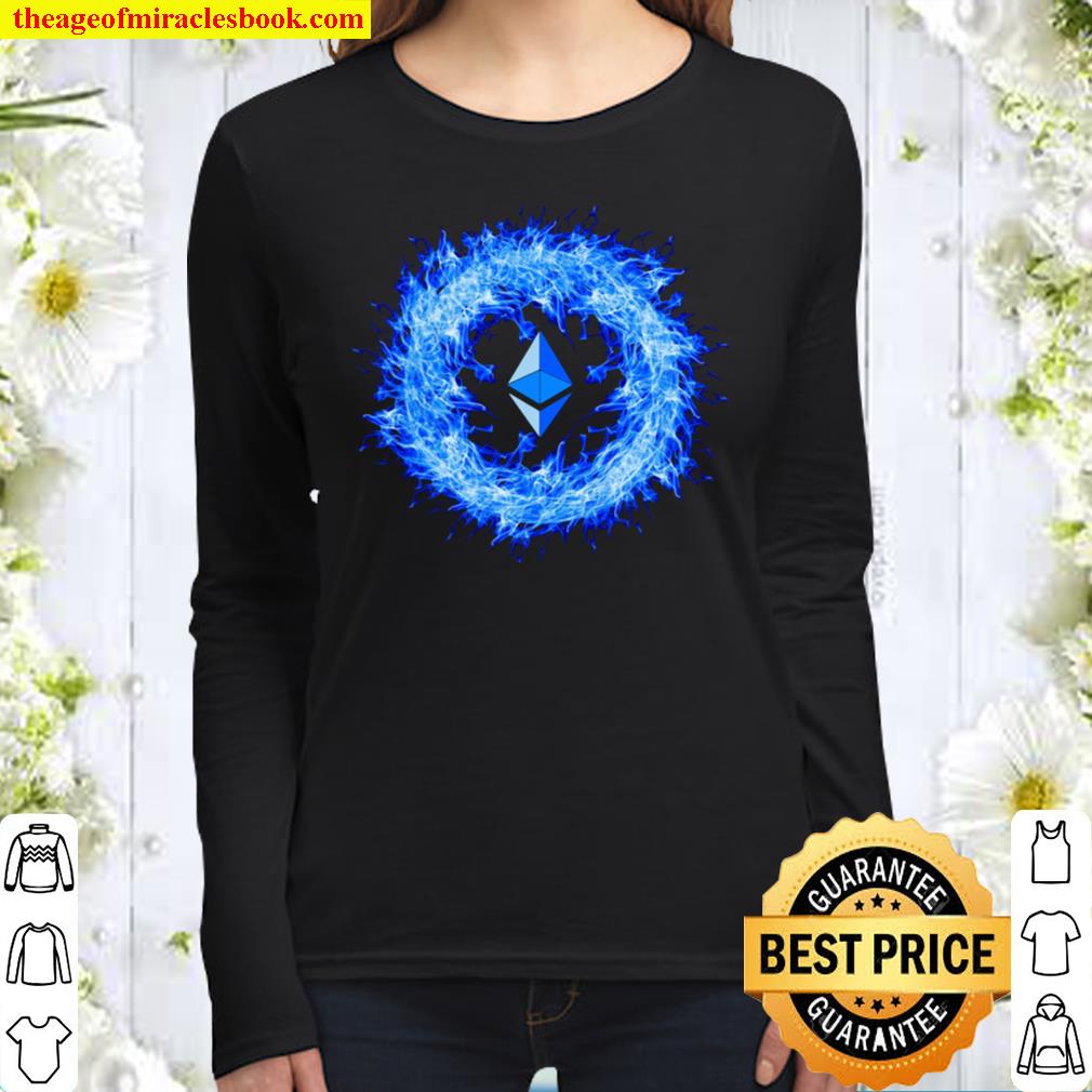 Ethereum in Blue Flames ETH Burning Proposal Women Long Sleeved