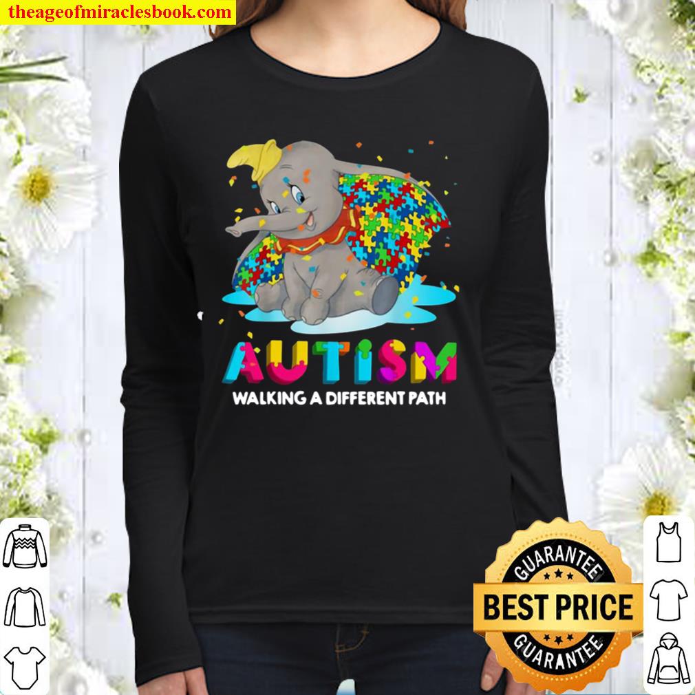 Funny Elephant Autism Walking A Different Path Women Long Sleeved