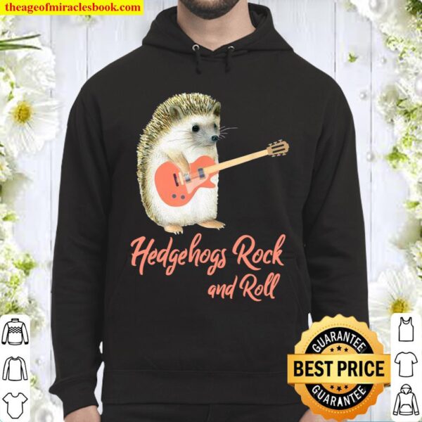 Funny Hedgehog Hedgehogs Rock and Roll Hedgehog with Guitar Hoodie