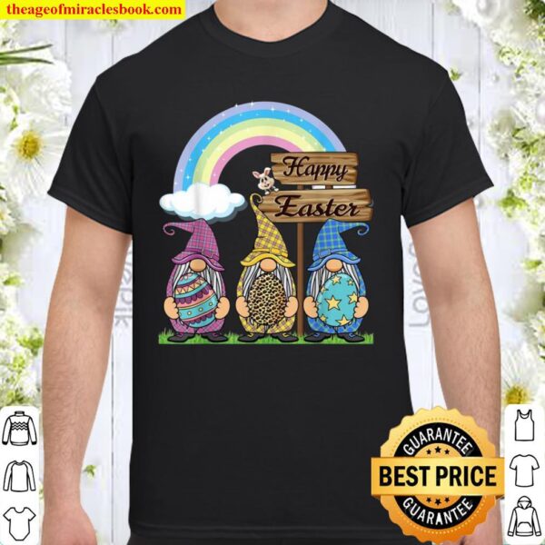 Gnome Easter Shirt Leopard Print Easter Eggn Girls Shirt