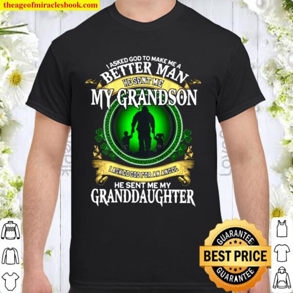 God Sent Me My Grandson Granddaughter Funny Grandpa Vintage Shirt