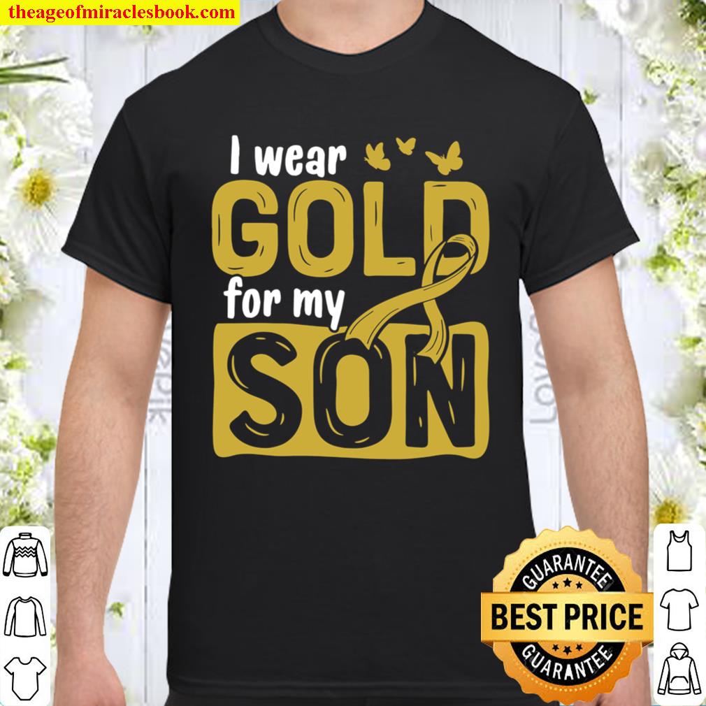 Gold for My Son Childhood Cancer Awareness Ribbon hot Shirt, Hoodie, Long Sleeved, SweatShirt