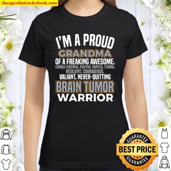 Grandma Warrior Brain Tumor Awareness Gray Ribbon Women Classic Women T-Shirt