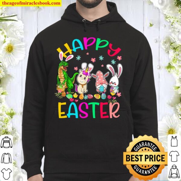 Happy Easter Bunny Trex Unicorn Gnomes Matching Hoodie