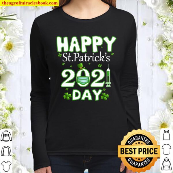 Happy St. Patrick’s Day 2021 Irish Shamrocks Leprechaun Hat Face Mask Women Long Sleeved