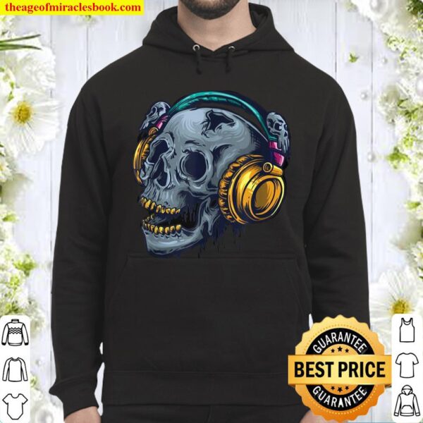 Horror skull with creepy headphones Hoodie
