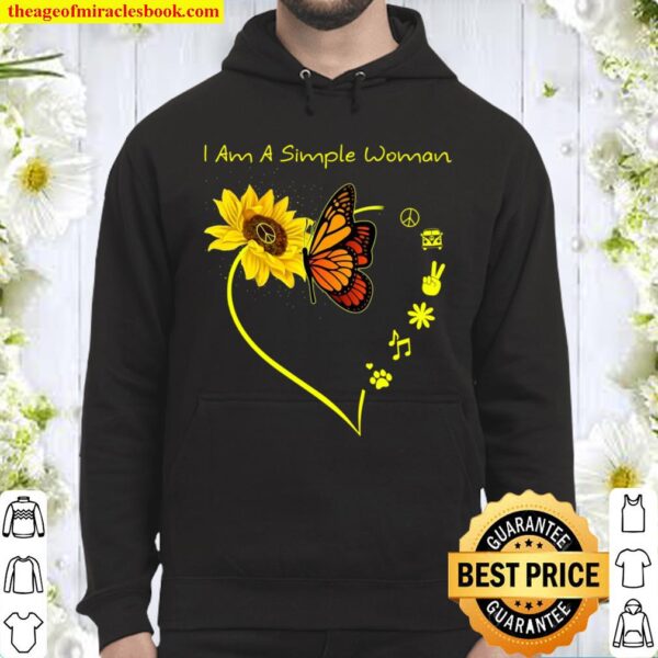 I Am A Simple Woman I Love Peace Camping Flower Music Dog Hoodie