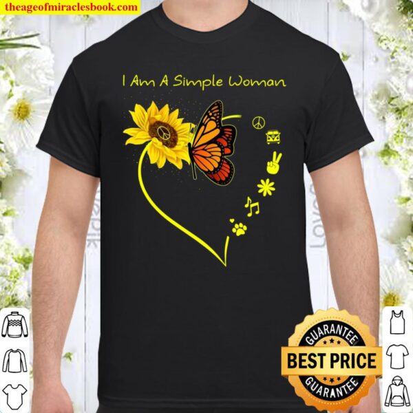 I Am A Simple Woman I Love Peace Camping Flower Music Dog Shirt
