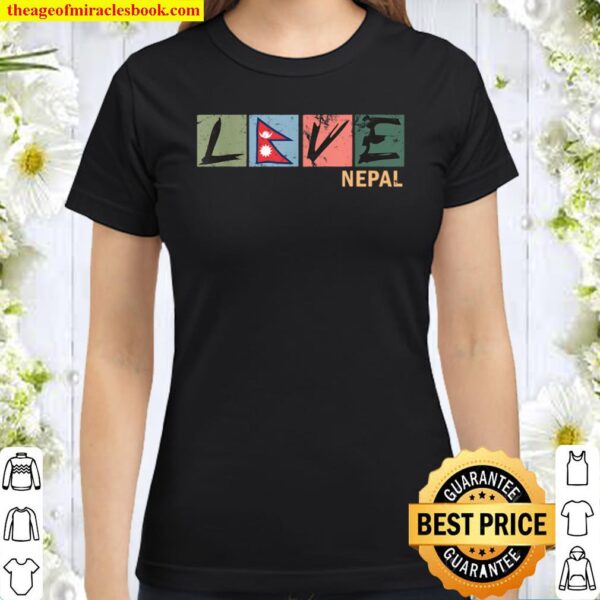 I Love Nepal Flag Vintage Retro Heartbeat Classic Women T-Shirt