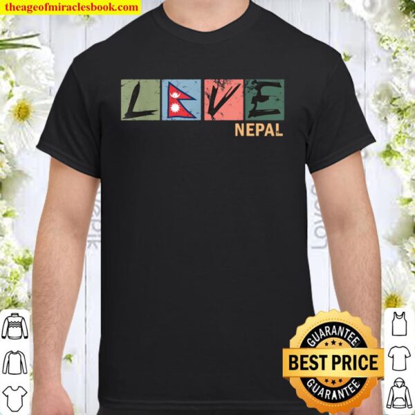 I Love Nepal Flag Vintage Retro Heartbeat Shirt