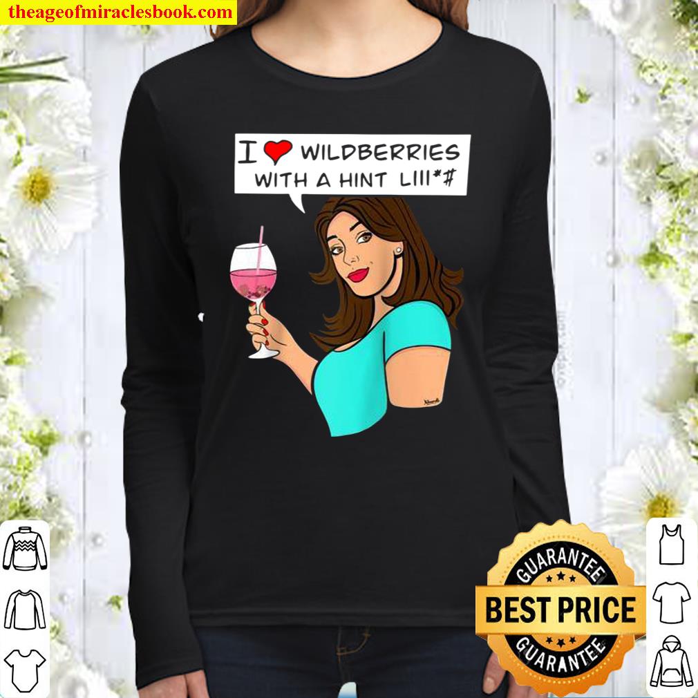 I Love Wildberries with a hint Cocktail Pop Art Women Long Sleeved
