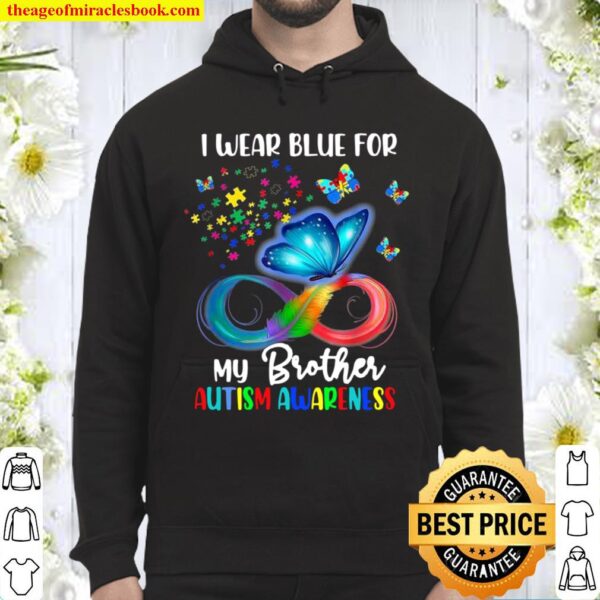 I Wear Blue For My Brother Puzzle Piece Autism Awareness Hoodie