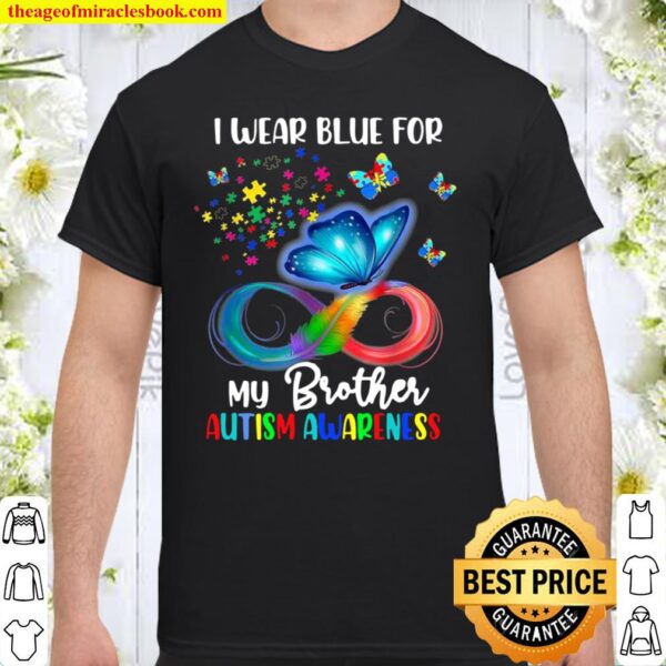 I Wear Blue For My Brother Puzzle Piece Autism Awareness Shirt