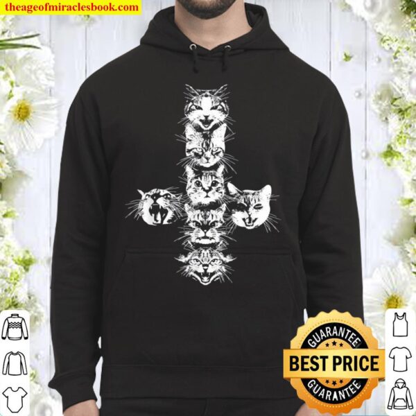 Inverted Cross Of Cat Heads Hissing Hoodie