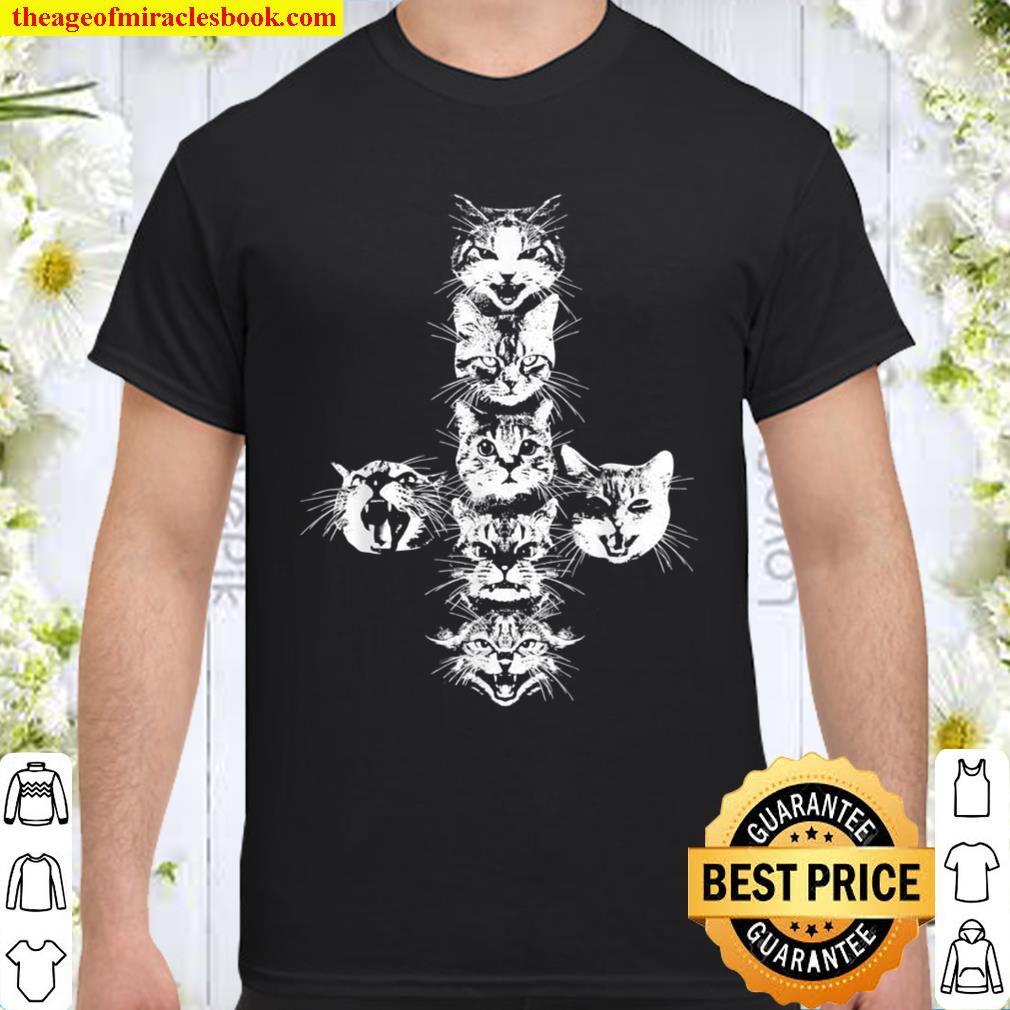Inverted Cross Of Cat Heads Hissing Shirt