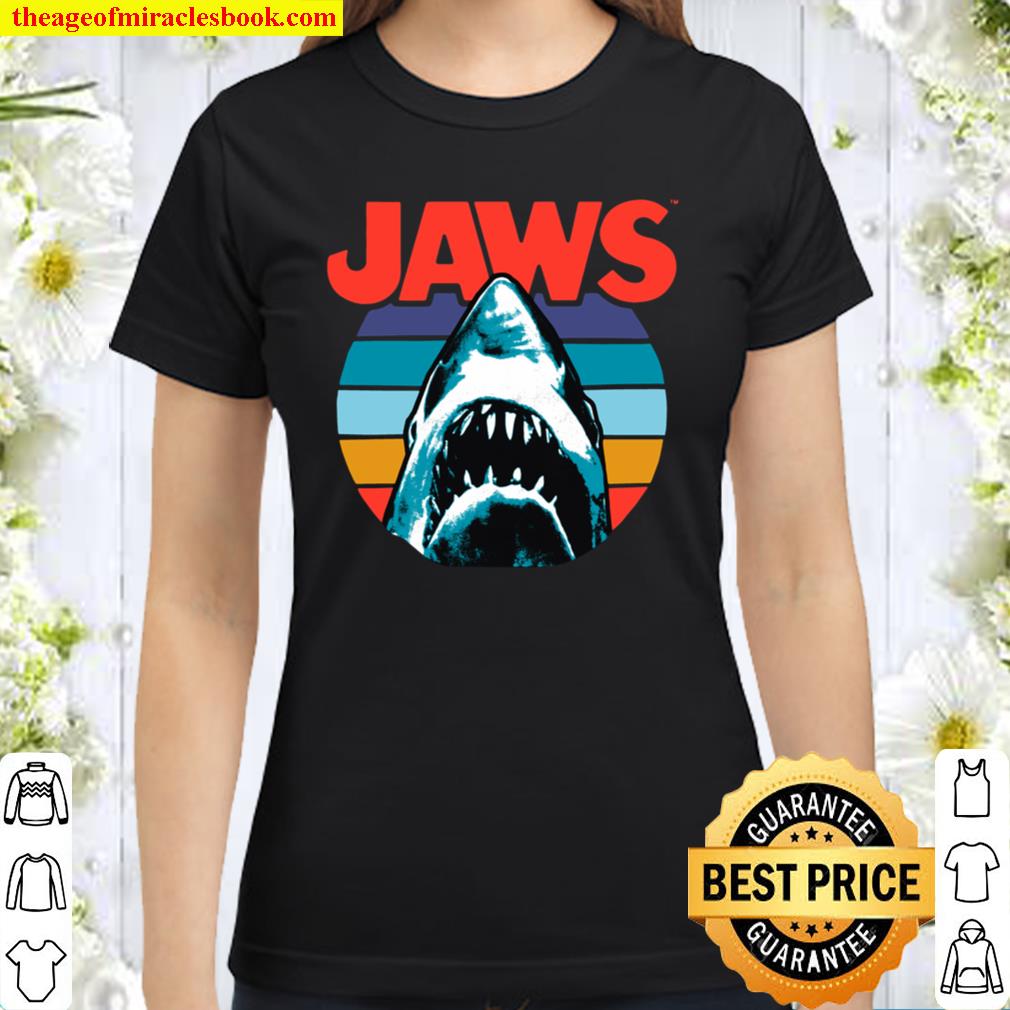 Jaws Retro Striped Logo Classic Women T-Shirt