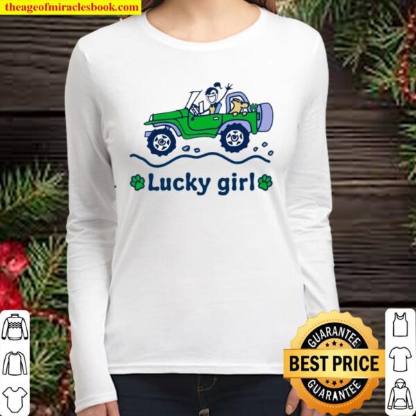 Jeep Car Lucky Girl St Patricks Day Women Long Sleeved
