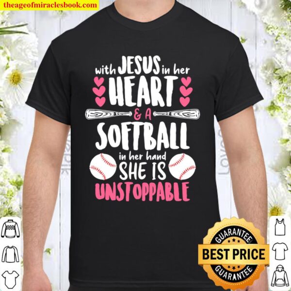 Jesus in Her Heart and Softball in Her Hand Softball Sport Shirt