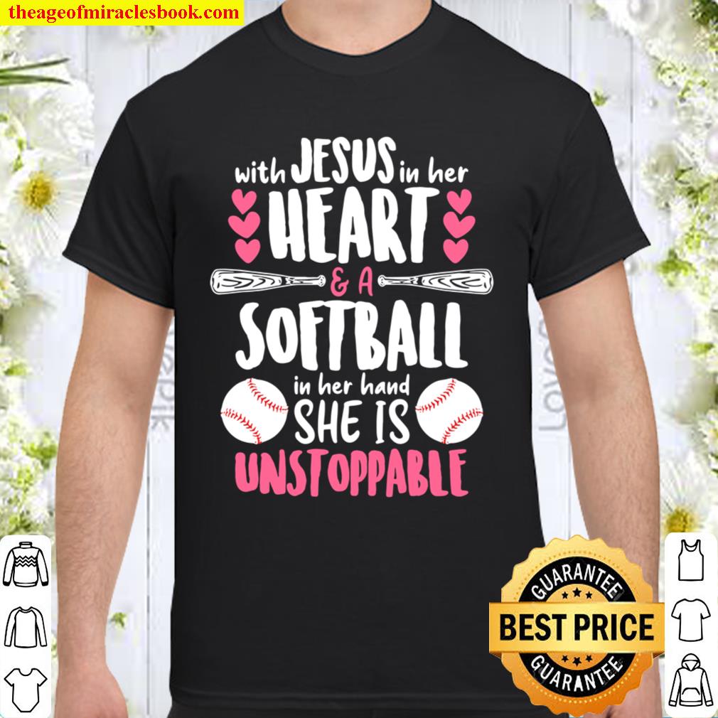 Jesus in Her Heart and Softball in Her Hand Softball Sport limited Shirt, Hoodie, Long Sleeved, SweatShirt