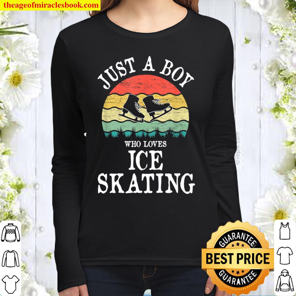 Just A Boy Who Loves Ice Skating Women Long Sleeved