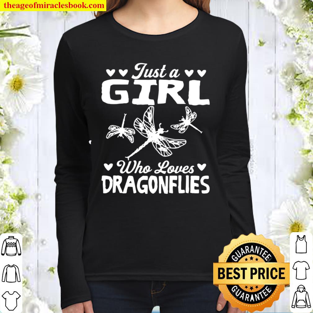Just A Girl Who Loves Dragonflies White Women Long Sleeved