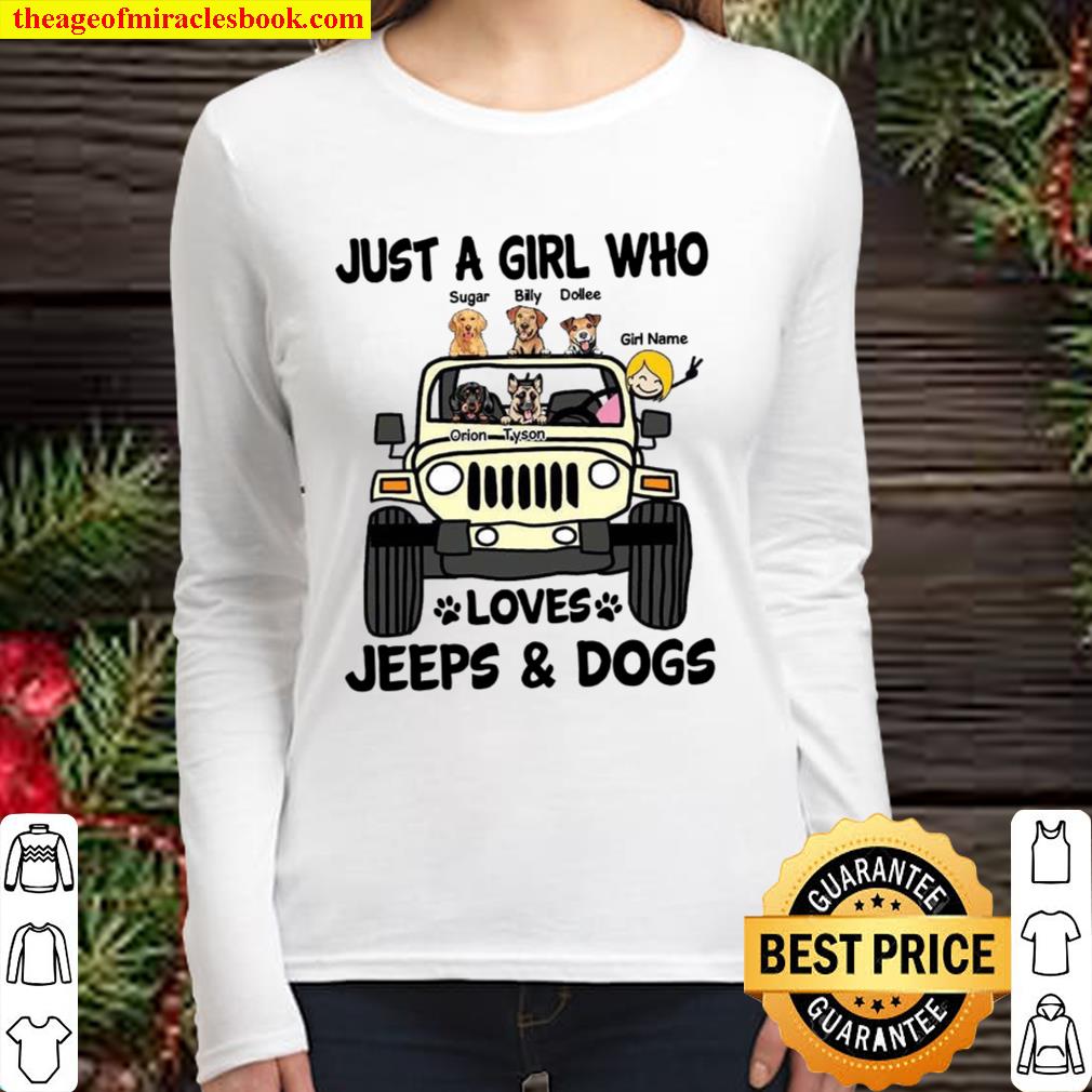 Just A Girl Who Loves Jeeps Dogs Women Long Sleeved