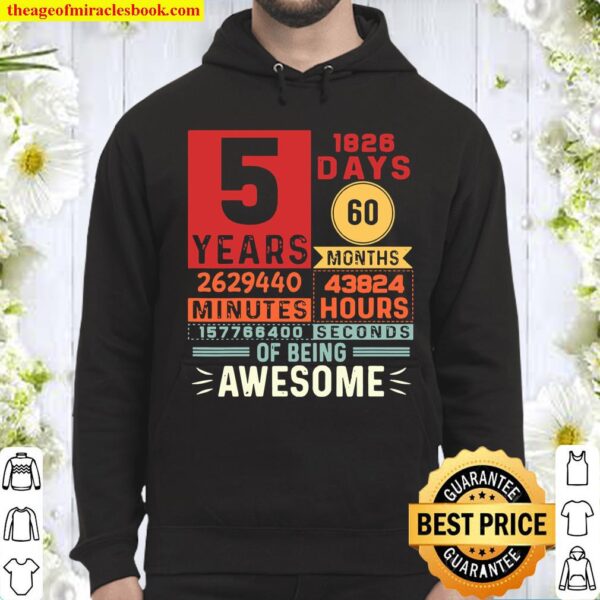 Kids Five Years of Being Awesome 5 Years Old 5th Birthday Hoodie