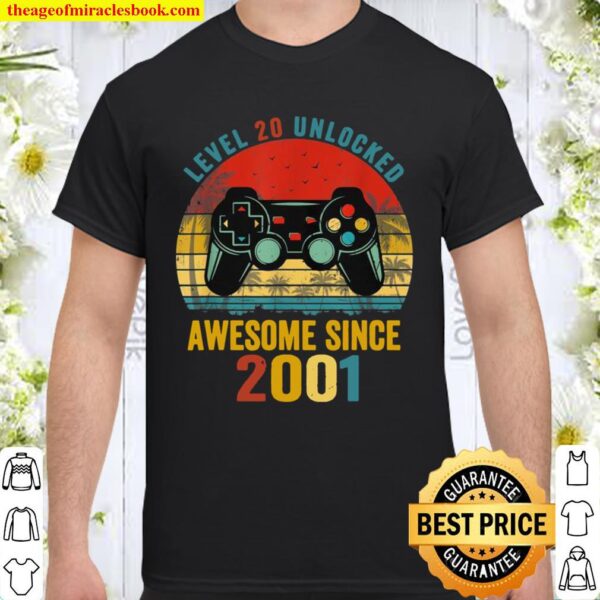 Level 20 Unlocked Awesome Since 2001 Video Game 20th Bday Shirt