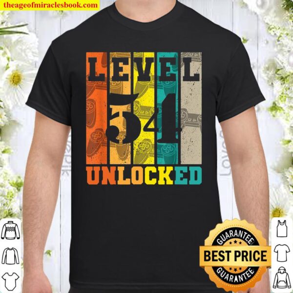 Level 54 Unlocked 54th Birthday Gaming Gamer Boys Shirt