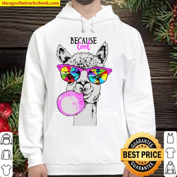 Llama in a rainbow glasses pink bubble gum Hoodie