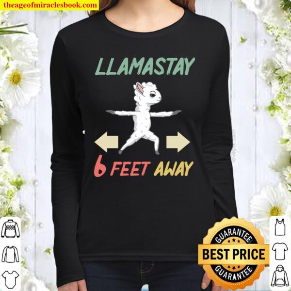 Llamastay 6 Feet Away Tee Vintage Llama Lover Gift Women Long Sleeved