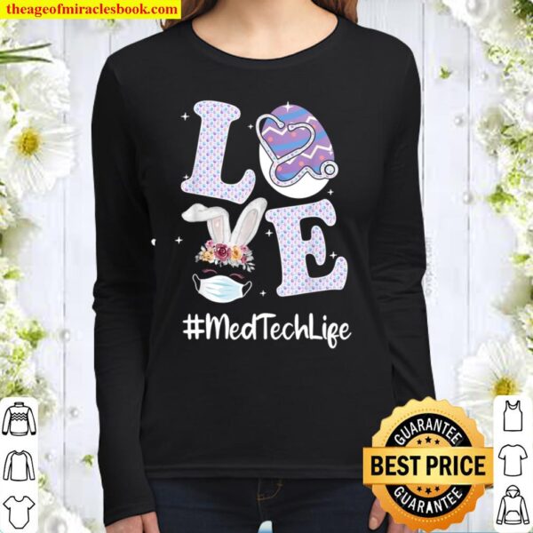 Love Medical Technician Life Stethoscope Eggs Bunny Women Long Sleeved