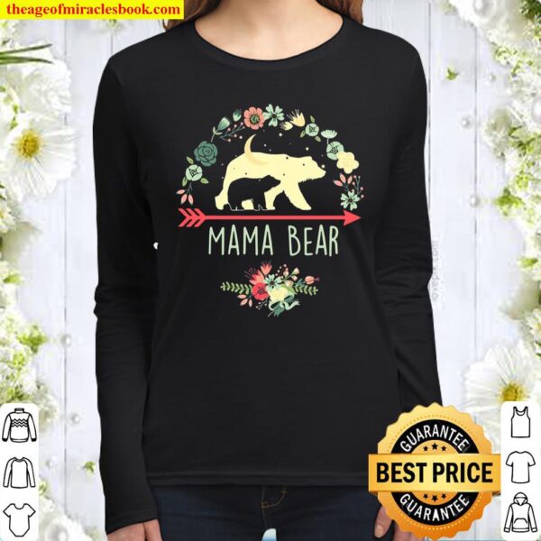 Mama Bear With Cub Shirt Floral Mother’s Day Women Long Sleeved
