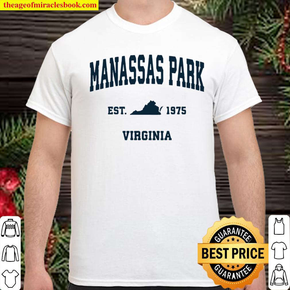 Manassas Park Virginia VA Vintage Sports Design Navy Print Shirt